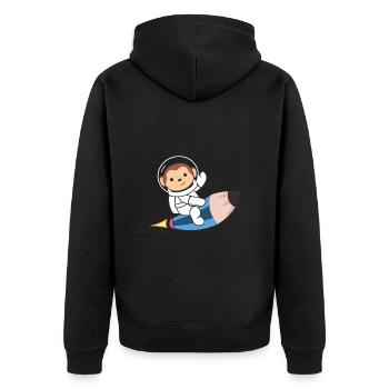 Cute Space Monkey Astronauts Universe - Unisex Premium Organic Zip Hoodie - black - Back - Nico (187cm)