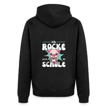 Enfin écolier 2025 douce licorne à la - Veste à capuche bio Premium Unisexe - noir - Dos - Nico (187cm)
