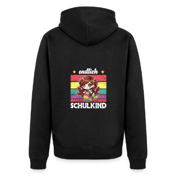 Endlich Schulkind süße Meerjungfrau zur - Unisex Premium Bio Zip Hoodie - Schwarz - Hinten - Nico (187cm)