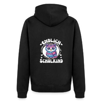 Enfin chouette d’écolier pour l’inscription à l’école - Veste à capuche bio Premium Unisexe - noir - Dos - Nico (187cm)