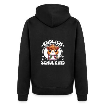 Endlich Schulkind süßes Meerschweinchen zur - Unisex Premium Bio Zip Hoodie - Schwarz - Hinten - Nico (187cm)