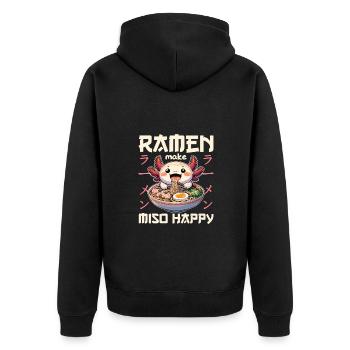 Axolotl with noodles ramen kawaii axolotl - Unisex Premium Organic Zip Hoodie - black - Back - Nico (187cm)