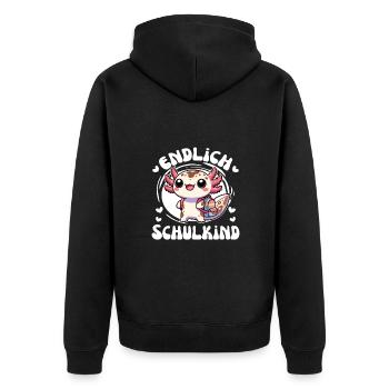 Enfin écolier mignon axolotl pour l’inscription à l’école - Veste à capuche bio Premium Unisexe - noir - Dos - Nico (187cm)