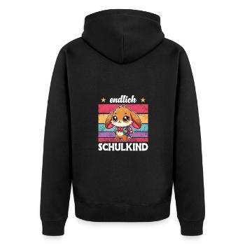 Enfin un doux lapin d’écolier pour l’inscription à l’école - Veste à capuche bio Premium Unisexe - noir - Dos - Nico (187cm)