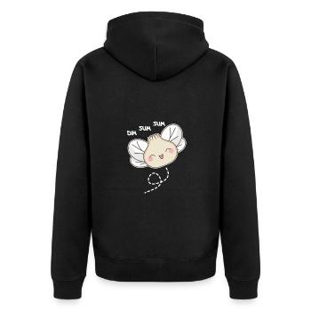 dim sum sum Biene kawaii dumplings Bienen - Unisex Premium Bio Zip Hoodie - Schwarz - Hinten - Nico (187cm)
