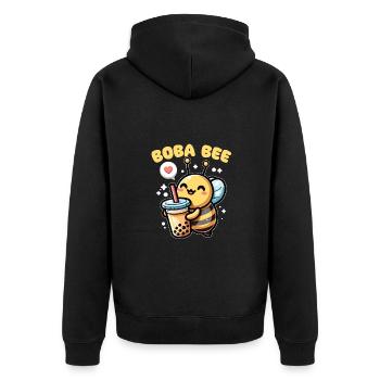 Boba Bee Bubble Tea Wortspiel kawaii Biene - Unisex Premium Bio Zip Hoodie - Schwarz - Hinten - Nico (187cm)