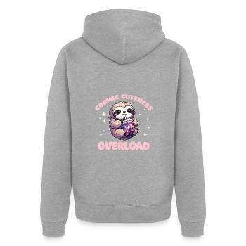 paresseux buvant thé à bulles galaxy boba paresseux - Veste à capuche bio Premium Unisexe - gris chiné - Dos - Nico (187cm)