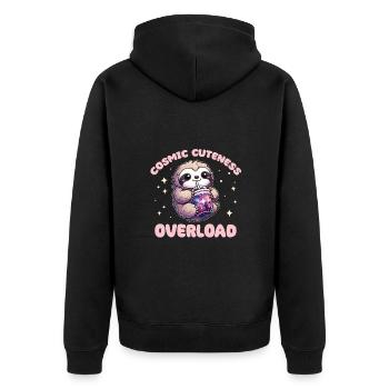 Faultiere trinken Bubble Tea Galaxie Boba Faultier - Unisex Premium Bio Zip Hoodie - Schwarz - Hinten - Nico (187cm)