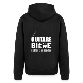 Guitare et bière c'est tout ce que je demande - Veste à capuche bio Premium Unisexe - noir - Dos - Nico (187cm)