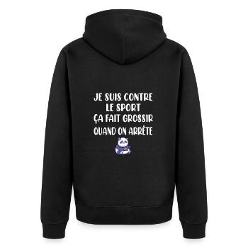 Je suis contre le sport ça fait grossir t-shirt - Veste à capuche bio Premium Unisexe - noir - Dos - Nico (187cm)