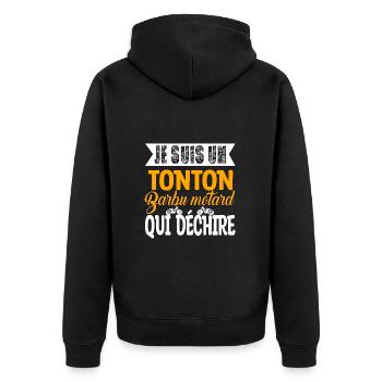Tonton barbu motard qui déchire t-shirt noir homme - Veste à capuche bio Premium Unisexe - noir - Dos - Nico (187cm)