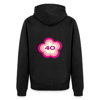 40. 40 JAHRE. 40-JÄHRIGES JUBILÄUM. GEBURTSTAG 40 JAHRE. - Unisex Premium Bio Zip Hoodie - Schwarz - Hinten - Nico (187cm)