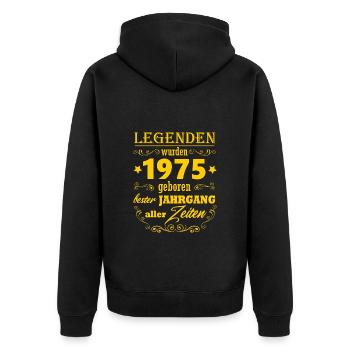 Legende 1975 Jahrgang 50. Geburtstag Geschenk Mann - Unisex Premium Bio Zip Hoodie - Schwarz - Hinten - Nico (187cm)