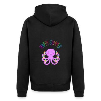 Happy Summer Oktopus süß Kinder Sommer Krake Eis - Unisex Premium Bio Zip Hoodie - Schwarz - Hinten - Nico (187cm)