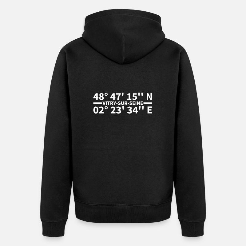 Coordonnées de Vitry-sur-Seine - Veste à capuche bio Premium Unisexe - noir
