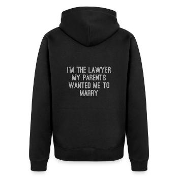 Je suis l’avocat que mes parents voulaient que je marie - Veste à capuche bio Premium Unisexe - noir - Dos - Nico (187cm)
