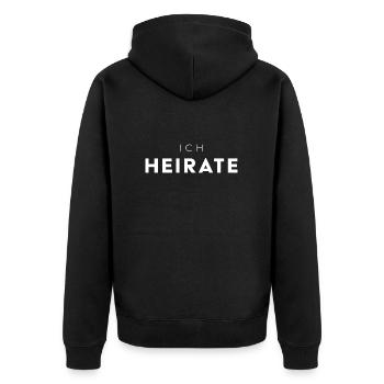 Ich heirate – Ein klares Statement - Unisex Premium Bio Zip Hoodie - Schwarz - Hinten - Nico (187cm)