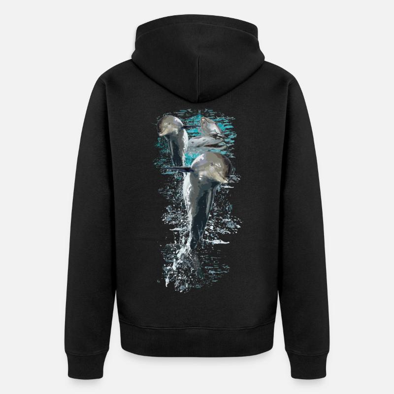 dauphins - Veste à capuche bio Premium Unisexe - noir