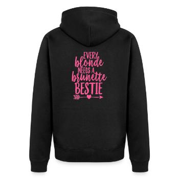 Every blonde needs a brunette beast UNISEX BF - Unisex Premium Organic Zip Hoodie - black - Back - Nico (187cm)