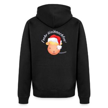 Frohe Weihnachten Weihnachtsschaf Lamm hell - Unisex Premium Bio Zip Hoodie - Schwarz - Hinten - Nico (187cm)