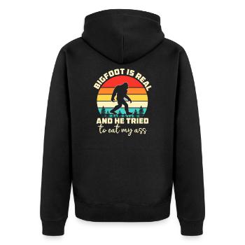 Bigfoot est réel et il a essayé de manger mon - Veste à capuche bio Premium Unisexe - noir - Dos - Nico (187cm)