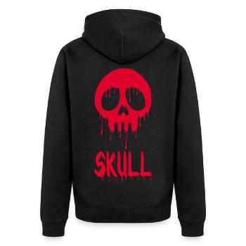 Roter Graffiti Totenkopf Manga - Unisex Premium Bio Zip Hoodie - Schwarz - Hinten - Nico (187cm)