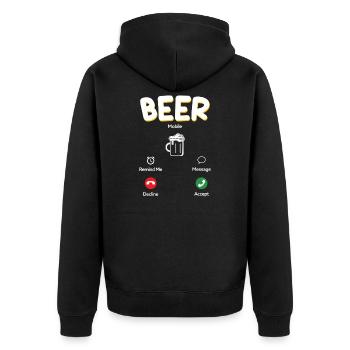 Klassisches Bierglas Motiv - Unisex Premium Bio Zip Hoodie - Schwarz - Hinten - Nico (187cm)