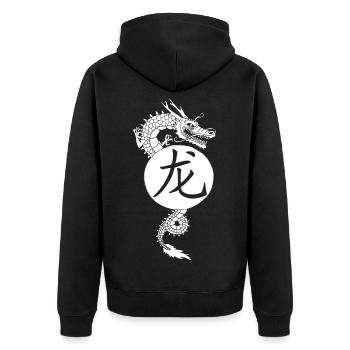 Dragon blanc de Chine - Veste à capuche bio Premium Unisexe - noir - Dos - Nico (187cm)