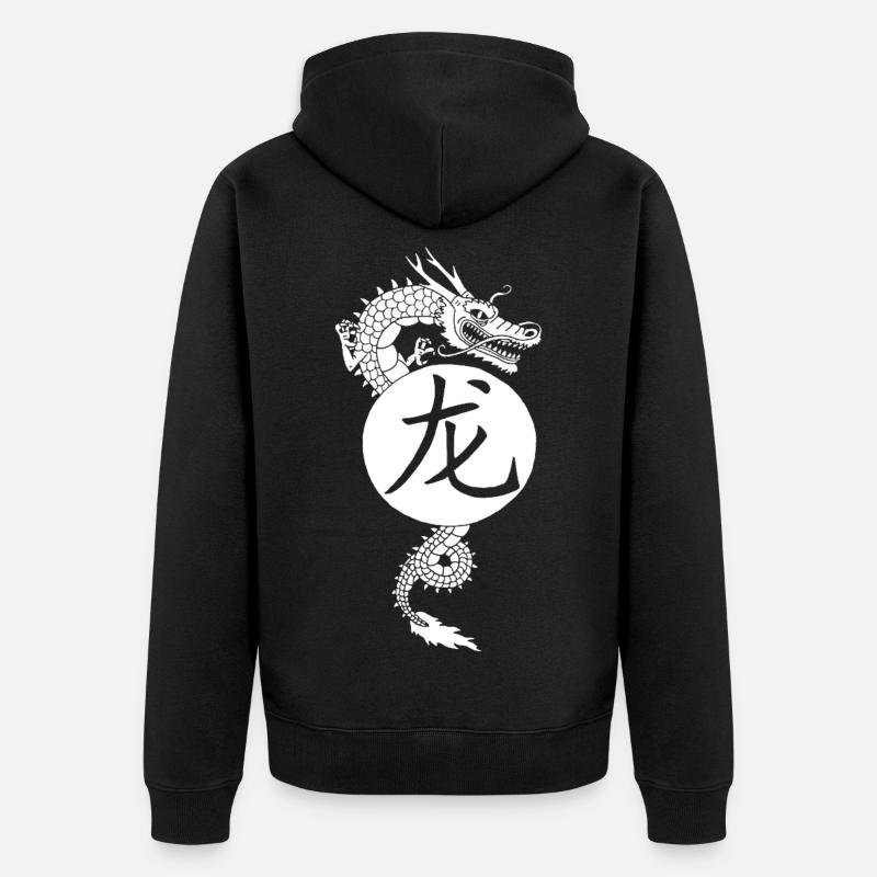 Dragon blanc de Chine - Veste à capuche bio Premium Unisexe - noir