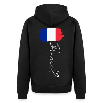 Patriot National Pride France Tricolor Flag - Unisex Premium Organic Zip Hoodie - black - Back - Nico (187cm)
