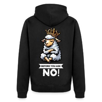 Before You Ask Sheep Sheep Shepherd Sheep Holder - Unisex Premium Organic Zip Hoodie - black - Back - Nico (187cm)