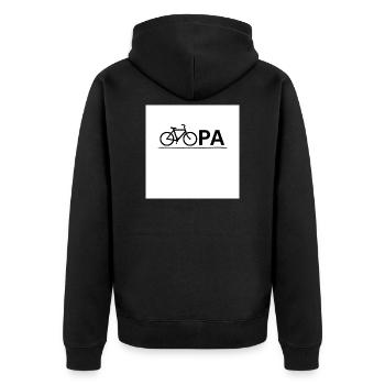 T-shirt vélo pour grand-père - Veste à capuche bio Premium Unisexe - noir - Dos - Nico (187cm)