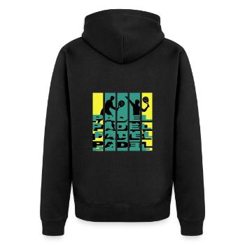 Padel Padeltennis Paddle padeltennismode - Unisex Premium Bio Zip Hoodie - Schwarz - Hinten - Nico (187cm)