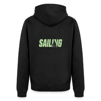 sailing segeln segelboot - Unisex Premium Bio Zip Hoodie - Schwarz - Hinten - Nico (187cm)