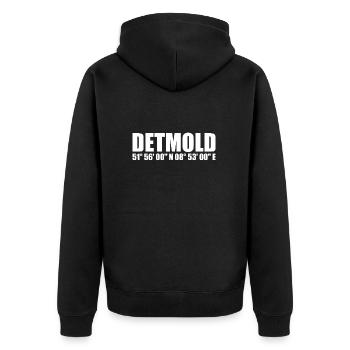 Detmold Koordinaten - Unisex Premium Bio Zip Hoodie - Schwarz - Hinten - Nico (187cm)