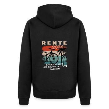 Rente 2024 - Endlich Zeit zum Fahrradfahren - Unisex Premium Bio Zip Hoodie - Schwarz - Hinten - Nico (187cm)