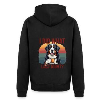 I Did What Last Night Berner Sennenhund Sennen - Unisex Premium Bio Zip Hoodie - Schwarz - Hinten - Nico (187cm)