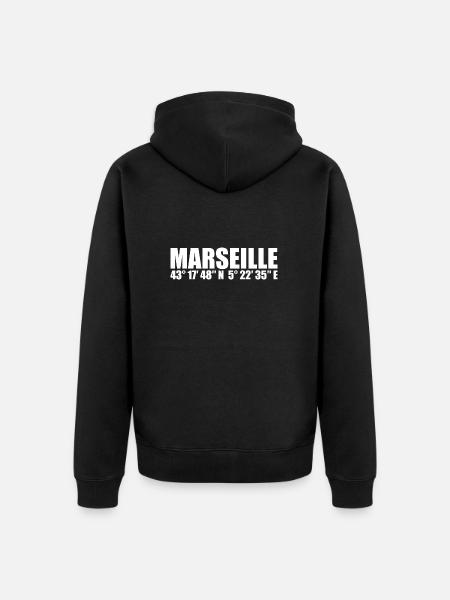 Coordonnées de Marseille - Veste à capuche bio Premium Unisexe - noir