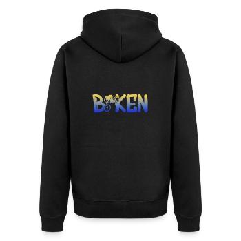 biken - Unisex Premium Bio Zip Hoodie - Schwarz - Hinten - Nico (187cm)