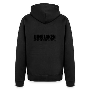 Dinslaken Koordinaten - Unisex Premium Bio Zip Hoodie - Schwarz - Hinten - Nico (187cm)