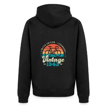 1943 Jubiläum 80 Jahre Radsport - Unisex Premium Bio Zip Hoodie - Schwarz - Hinten - Nico (187cm)