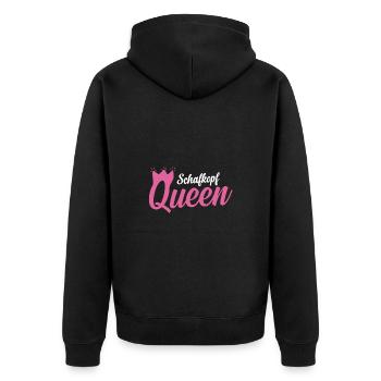 Schafkopf Queen - Unisex Premium Bio Zip Hoodie - Schwarz - Hinten - Nico (187cm)