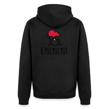 The funny chicken is tired - Unisex Premium Organic Zip Hoodie - black - Back - Nico (187cm)
