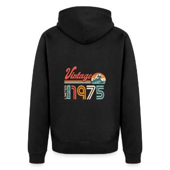 1975 Birthday Gift Born In 1975 - Unisex Premium Organic Zip Hoodie - black - Back - Nico (187cm)