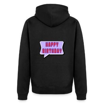 ALLES GUTE ZUM GEBURTSTAG. ALLES GUTE ZUM GEBURTSTAG. JAHRESTAG. - Unisex Premium Bio Zip Hoodie - Schwarz - Hinten - Nico (187cm)