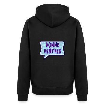 ZURÜCKKEHREN. ALPHABET. ES LEBE DIE RÜCKKEHR. - Unisex Premium Bio Zip Hoodie - Schwarz - Hinten - Nico (187cm)