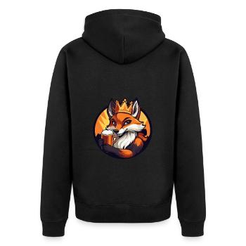 Fuchs Bier - Unisex Premium Bio Zip Hoodie - Schwarz - Hinten - Nico (187cm)
