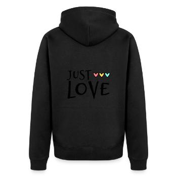 ALLES GUTE ZUM GEBURTSTAG. ALLES GUTE ZUM GEBURTSTAG. JAHRESTAG. - Unisex Premium Bio Zip Hoodie - Schwarz - Hinten - Nico (187cm)