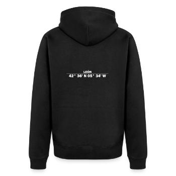León coordinates - Unisex Premium Organic Zip Hoodie - black - Back - Nico (187cm)