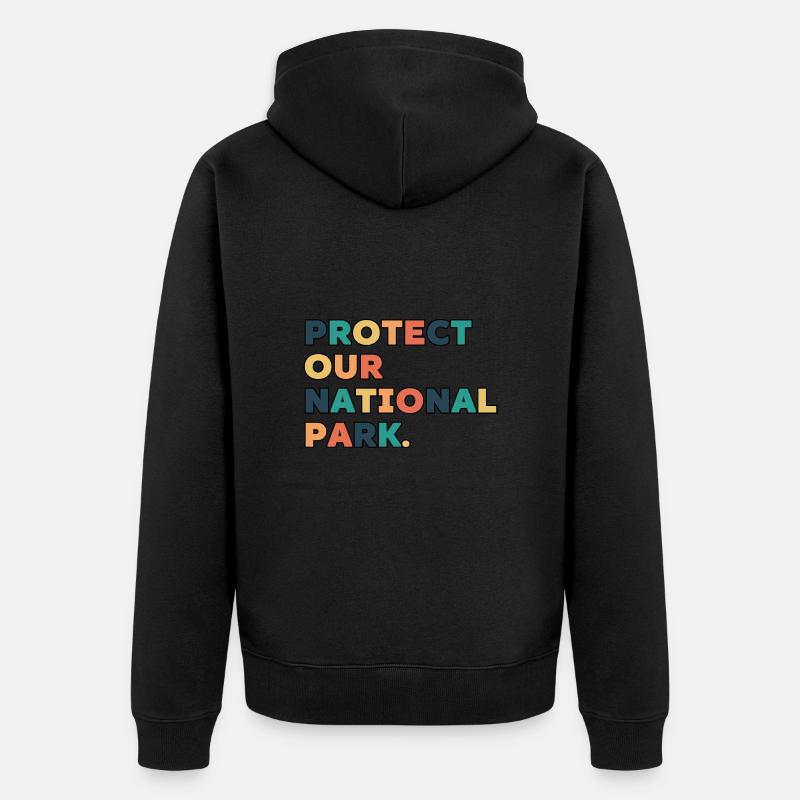 Rétro Protégez notre parc national - Veste à capuche bio Premium Unisexe - noir